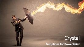  Presentation with defending - Beautiful PPT theme featuring business man defending himself fire arrow umbrella grungy background backdrop and a coral colored foreground