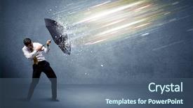  Presentation with defending - Cool new presentation theme with defending light beams with umbrella backdrop and a ocean colored foreground