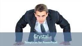  Presentation with business man climbs up to the top of 3d success stairs steps - Presentation having business man doing push-ups background and a ocean colored foreground