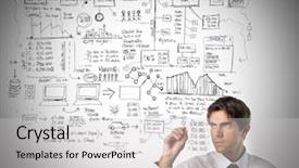  Presentation with graphic - Slides with business man drawing a graphic background and a light gray colored foreground