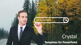  Presentation with search - Audience pleasing presentation theme consisting of search bar on the road backdrop and a dark gray colored foreground