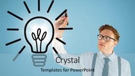  Presentation with blue business - Colorful PPT theme enhanced with business man drawing light bulb backdrop and a light blue colored foreground