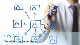  Presentation with network - Slides with business man drawing social network background and a  colored foreground