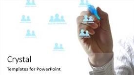  Presentation with social business people network - Presentation theme having business man drawing social network background and a  colored foreground