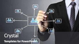  Presentation with network - Presentation theme consisting of business man drawing social network background and a  colored foreground
