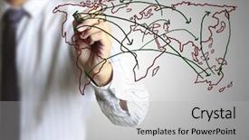  Presentation with social business people network - Presentation theme having business man drawing social network background and a  colored foreground