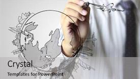  Presentation with network - Presentation having business man drawing social network background and a  colored foreground