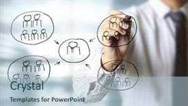  Presentation with network - Amazing presentation design having business man drawing social network backdrop and a  colored foreground