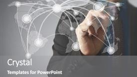  Presentation with network - Beautiful presentation featuring business man drawing social network backdrop and a gray colored foreground