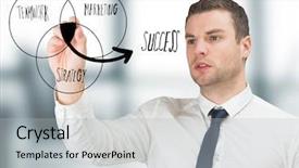  Presentation with diagram - Theme consisting of business man drawing venn diagram background and a light gray colored foreground