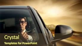  Presentation with car business - PPT layouts consisting of business man driving a car background and a tawny brown colored foreground