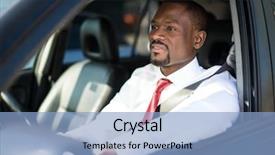  Presentation with car business - PPT theme consisting of business man driving his car background and a light blue colored foreground