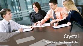  Presentation with cooperative cooperation at new project - Presentation design having business man explaining a new background and a gray colored foreground