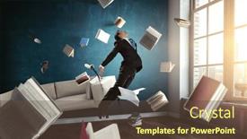  Presentation with flying - Presentation consisting of business-man-flying-up-mixed background and a tawny brown colored foreground