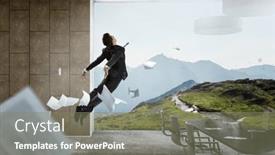  Presentation with flying - Presentation theme enhanced with business-man-flying-up-mixed background and a gray colored foreground