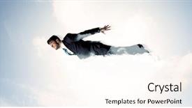  Presentation with superhero - PPT layouts with business man flying background and a cream colored foreground