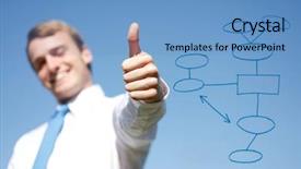  Presentation with giving - Presentation theme having graph theory - business man giving thumbs up background and a teal colored foreground