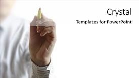  Presentation with whiteboard - PPT theme featuring business man hand drawing background and a white colored foreground