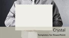  Presentation with charging gun man hands charging - Audience pleasing presentation consisting of business man handing a blank backdrop and a soft green colored foreground