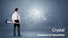  Presentation with wall - Colorful theme enhanced with business man hitting grungy wall backdrop and a ocean colored foreground
