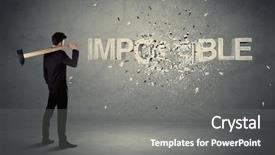  Presentation with wall - PPT layouts enhanced with business man hitting impossible sign background and a gray colored foreground