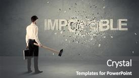  Presentation with wall - Colorful PPT layouts enhanced with business man hitting impossible sign backdrop and a gray colored foreground