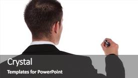  Presentation with black business - Slides with business man holding a black marker image with extra copy space all isolated on white background background and a dark gray colored foreground