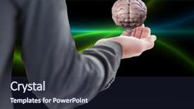  Presentation with brain waves - PPT theme having business man holding a brain background and a tawny brown colored foreground