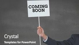  Presentation with business card - Presentation design enhanced with business man holding a card background and a gray colored foreground