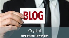  Presentation with blog - Theme with business man holding a card with the text blog background and a ocean colored foreground