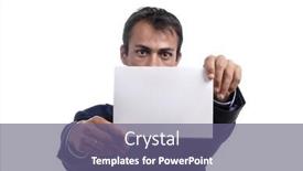  Presentation with business card - Presentation theme having business-man-holding-a-card background and a violet colored foreground