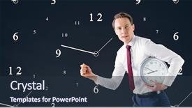  Presentation with clock - Cool new presentation design with business man holding a clock backdrop and a tawny brown colored foreground