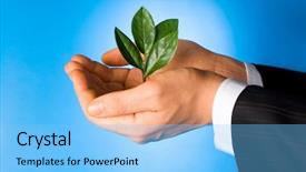  Presentation with blue green future tech business - Cool new presentation design with business man holding a green backdrop and a light blue colored foreground