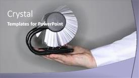  Presentation with business card - Amazing PPT theme having business-man-holding-card-organizer backdrop and a gray colored foreground