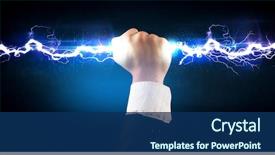  Presentation with electricity - PPT layouts consisting of business man holding electricity light background and a navy blue colored foreground