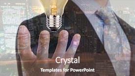  Presentation with light bulb - Colorful slides enhanced with business man holding light bulb backdrop and a tawny brown colored foreground