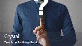  Presentation with 3d man sitting question mark - Cool new slide deck with business man holding question mark backdrop and a ocean colored foreground