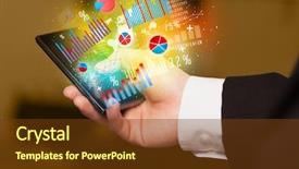  Presentation with smartphone - Beautiful slide set featuring business man holding smartphone backdrop and a tawny brown colored foreground