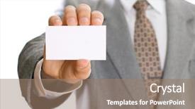  Presentation with business card - Presentation theme with business man holding visiting card background and a coral colored foreground