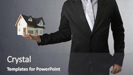  Presentation with business and human rights - PPT theme enhanced with business man house in human background and a dark gray colored foreground