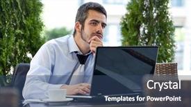  Presentation with thought - Slide deck with business man in deep thought background and a ocean colored foreground