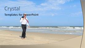  Presentation with formal - Colorful PPT theme enhanced with business man in formal suit walking at the beach backdrop and a light blue colored foreground