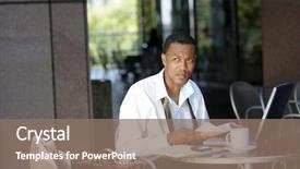  Presentation with cafe - Amazing slide deck having business man in outdoor cafe backdrop and a  colored foreground