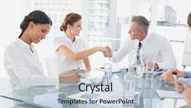  Presentation with employee - Presentation design with business man introducing new employee background and a  colored foreground