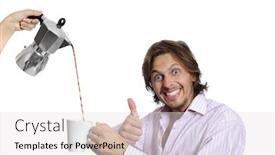  Presentation with super man - PPT theme enhanced with business man is super happy that his coffee is hot background and a light gray colored foreground