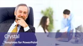  Presentation with team - Colorful PPT layouts enhanced with business man leading a team backdrop and a violet colored foreground