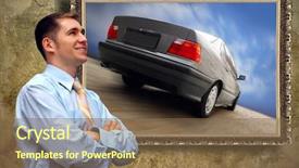  Presentation with car picture - Cool new PPT theme with business man look on picture with car on the grunge background backdrop and a tawny brown colored foreground