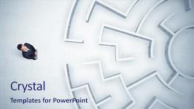  Presentation with business - Cool new PPT theme with business man looking at circular backdrop and a  colored foreground