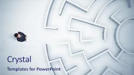  Presentation with business - Slide set having business man looking at circular background and a  colored foreground