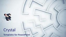  Presentation with maze - Slides featuring business man looking at circular background and a sky blue colored foreground